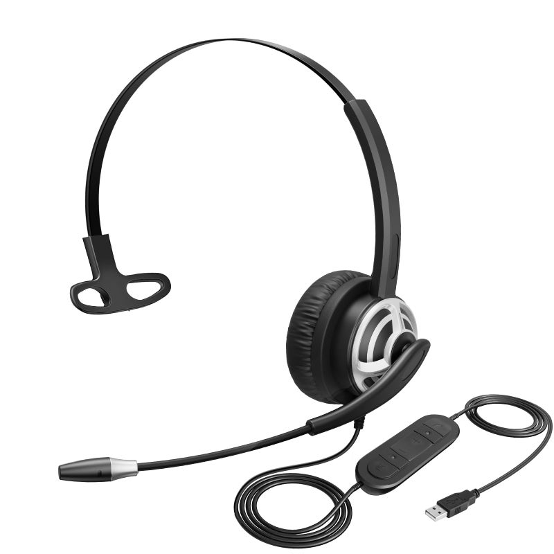 MKJ USB Headset with Microphone for PC, Computer Headset with Noise Cancelling Mic for Call Center and Office, Wired Headphones for Laptop UC Platforms Business Ms Teams Zoom Webex Facetime - Image 1